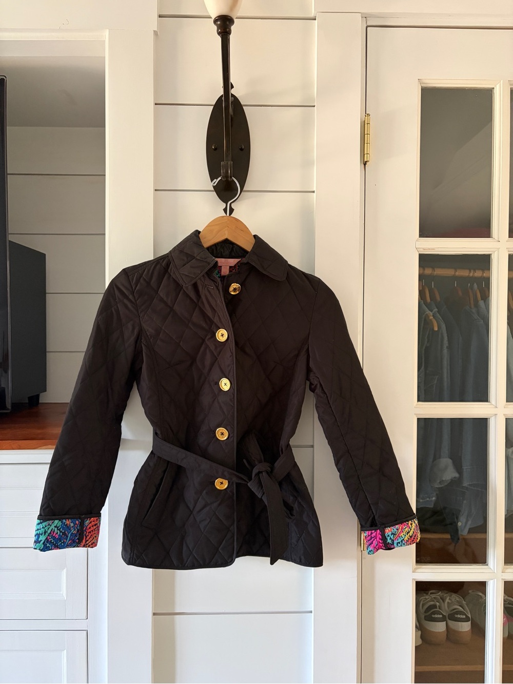 Lily Pulitzer Quilted Black Belted Jacket